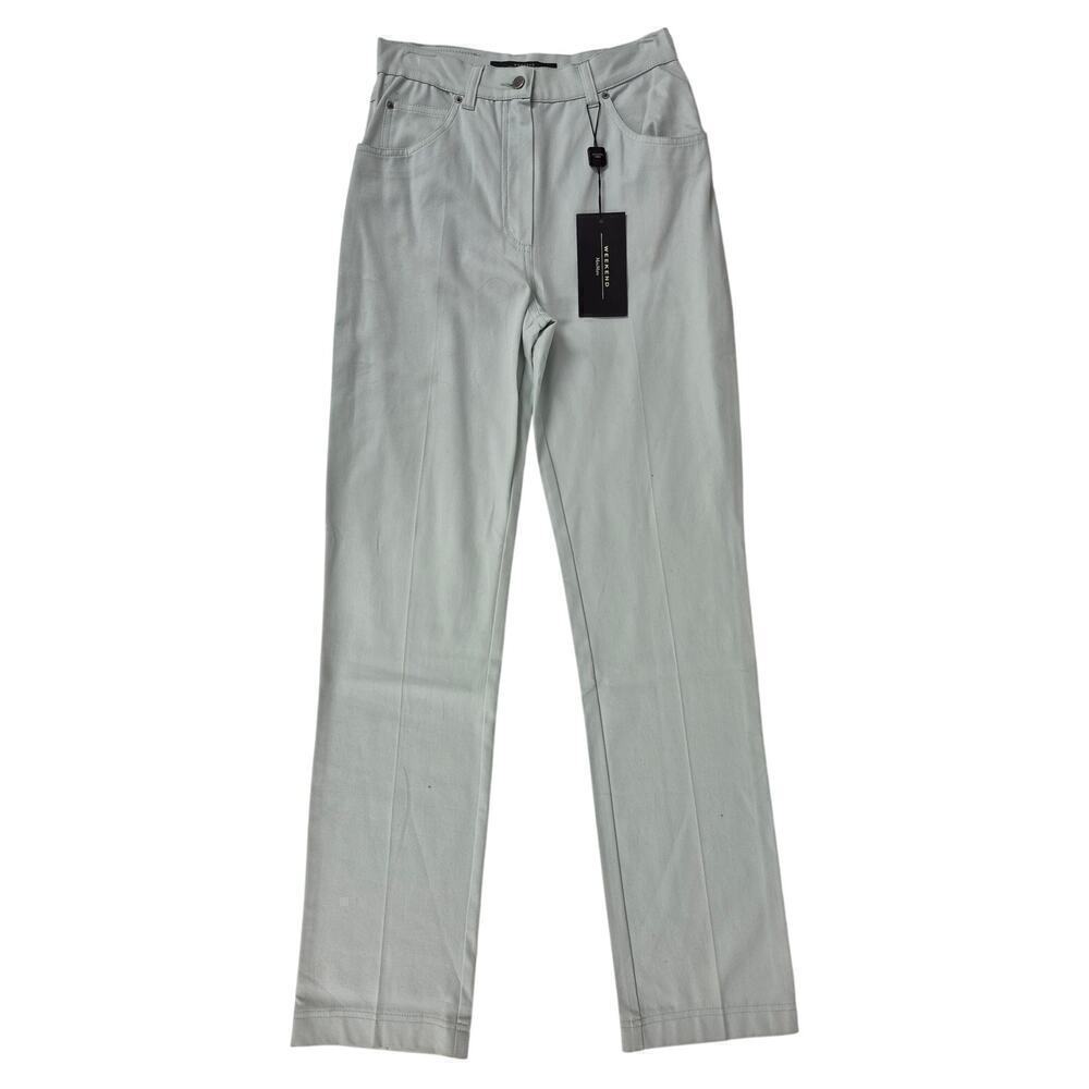 Weekend Max Mara Saks Fifth Ave Pale Aqua Straight  Jeans Pants Sz 8 NWT $185